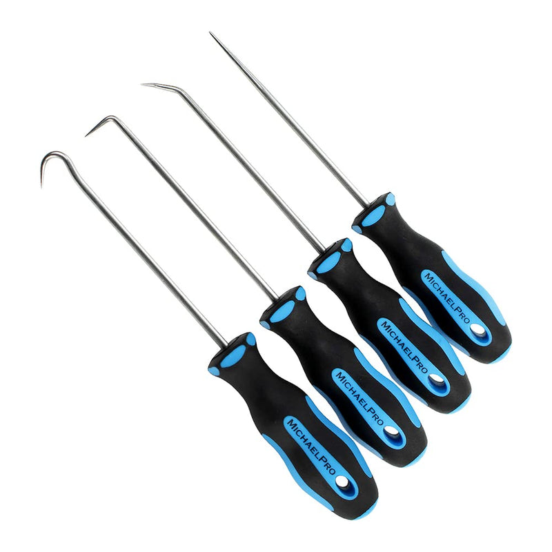 MichaelPro MP002006 4-Piece Precision Mini Pick & Hook Set – Assortment of Straight, Angled, Degree Pick and Hook Tools Suitable for Mechanics, Automotive and Daily