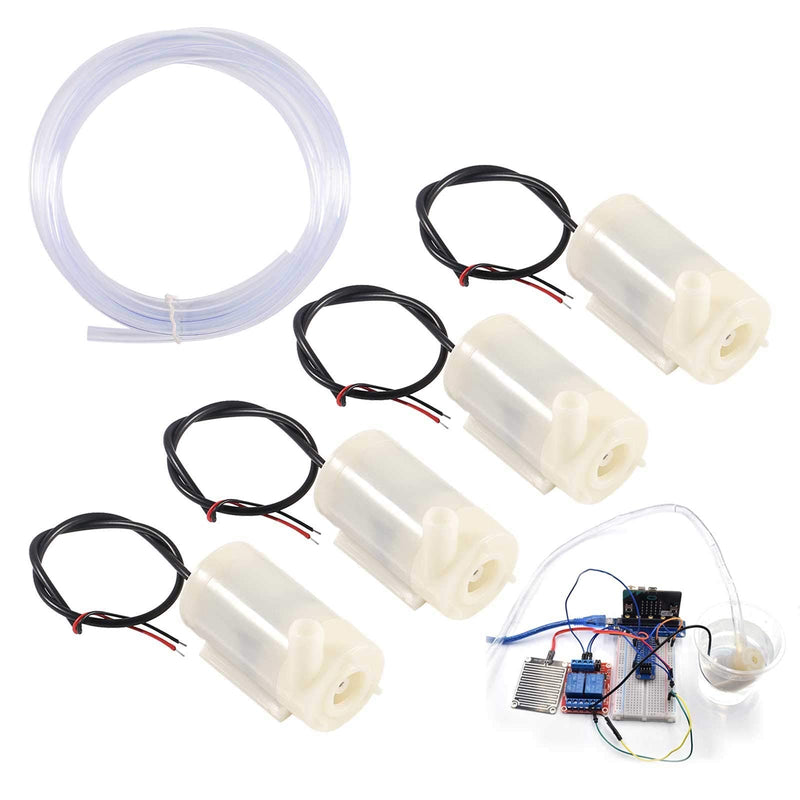 ALAMSCN 4PCS DC 3V 5V Micro Submersible Mini Water Pump for Aquariums Fish Tank Pond Fountain Hydroponics Garden with 2M Flexible Tube Water Pipe