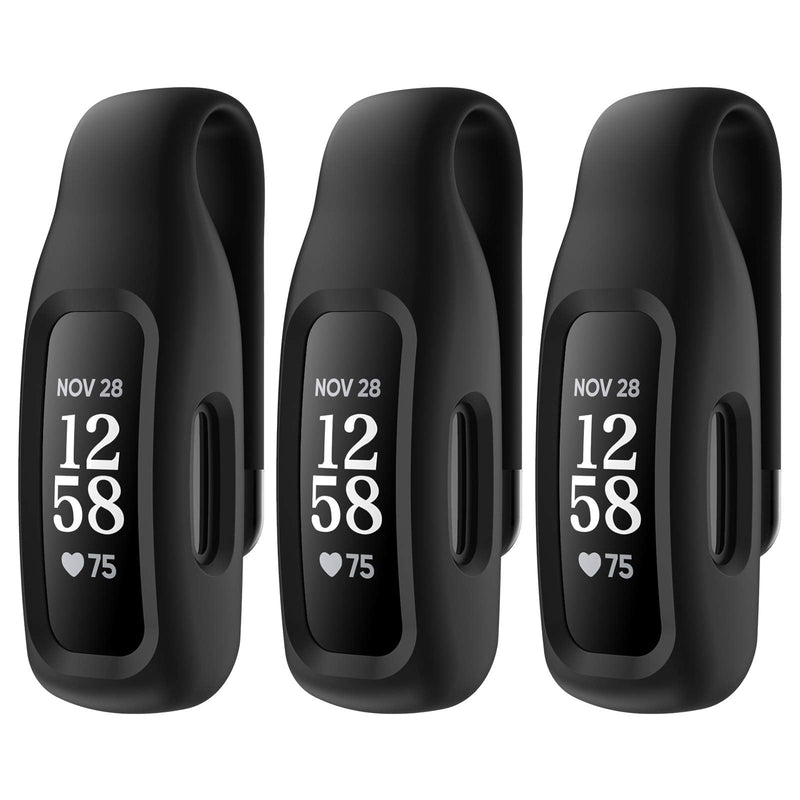 EEweca 3-Pack Clip Case Accessory for Fitbit Ace 3 & Inspire 2, Black+Black+Black (not for Inspire, Inspire hr, ace 2)