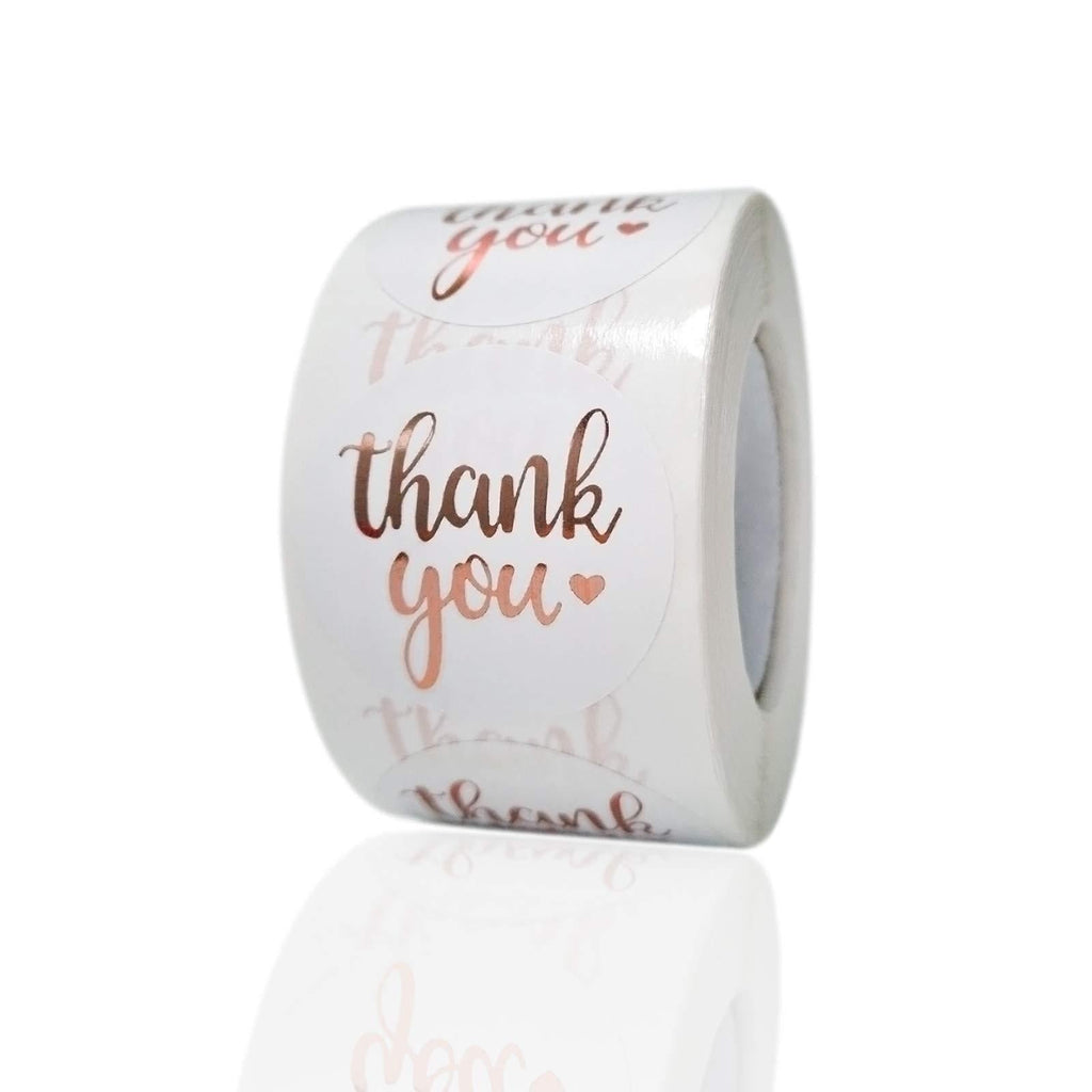 1.5" Thank You Stickers, Rose Gold Foil Fonts Thank You Stickers Roll for Shipping Mailers, Bags, Boxes, Tags, Greeting Cards, Gifts for Sealing and Decoration, 500 Labels Per Roll 1.5 inch