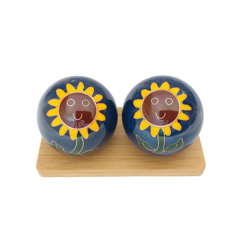 Top Chi Sunflower Baoding Balls with Bamboo Stand. Chiming Chinese Health Balls for Hand Therapy, Exercise, and Stress Relief (Medium 1.6 Inch) Medium 1.6 Inch