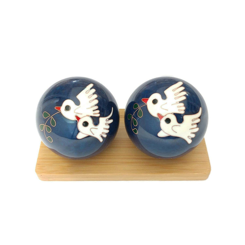 Top Chi Dove Baoding Balls with Bamboo Stand. Chiming Chinese Health Balls for Hand Therapy, Exercise, and Stress Relief (Large 2 Inch) Large 2 Inch