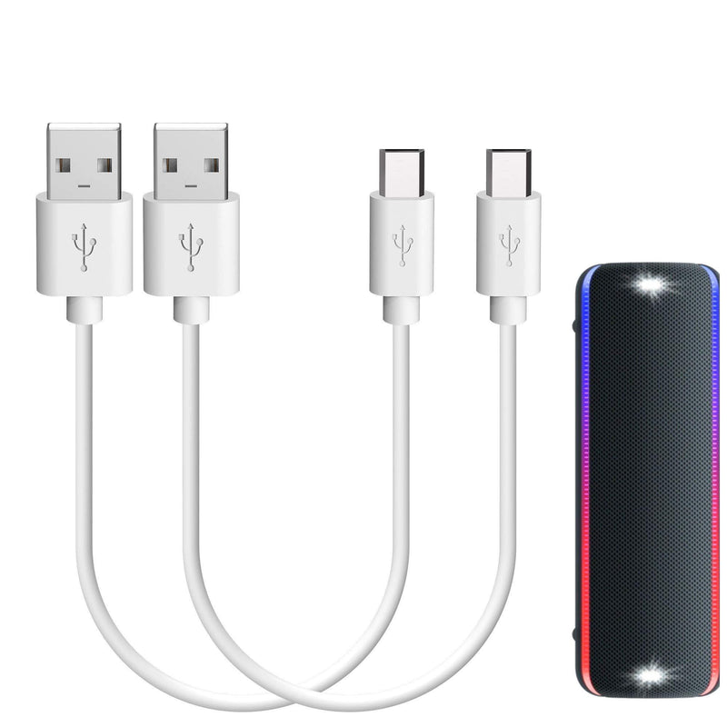 Geekria Charging Cable for Sony SRS-XB32 SRS-XB22 SRS-XB20 SRS-XB31 SRS-XB41 SRS-X11 SRS-XB01 SRS-BTV5 / USB-A to Micro-USB Charger Cord for Sony Wireless Bluetooth Speaker (White 2Pack 1FT)