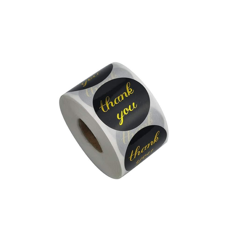 1.5" Thank You Stickers Roll,Thank You for Supporting Our Small Business，Round Gold Foil Adhesive Labels of Black for Decorative Sealing Bags, Boxes, Cards, 500 Labels Per Roll (Black) 1.5 Inch