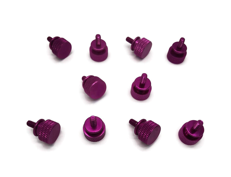 Primeonly27 10x Anodized Aluminum Computer Case Thumbscrews 6-32 Thread Computer Cover Power Supply PCI Slots Hard Drives DIY Purple