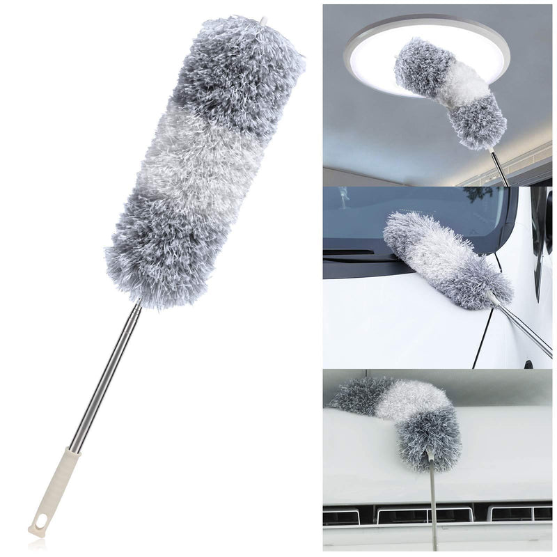 DELUX Microfiber Feather Duster Extendable Cobweb Duster with 100 inches Extra Long Pole, Bendable Head & Scratch-Resistant Hat for Cleaning Ceiling Fan, High Ceiling, Blinds, Furniture & Cars