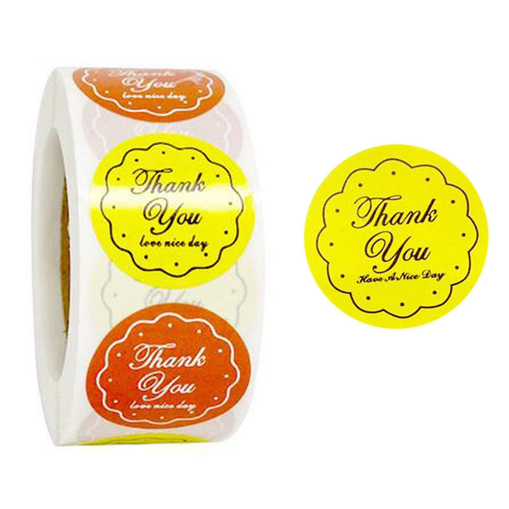 A roll of 500 "Thank You" Two Color Label self Adhesive Gift Decoration Label is Suitable for Kitchen, Business, Party, Gift Box Decoration Sticker, Label. (Each Size 2.5cm/1 inch Diameter)