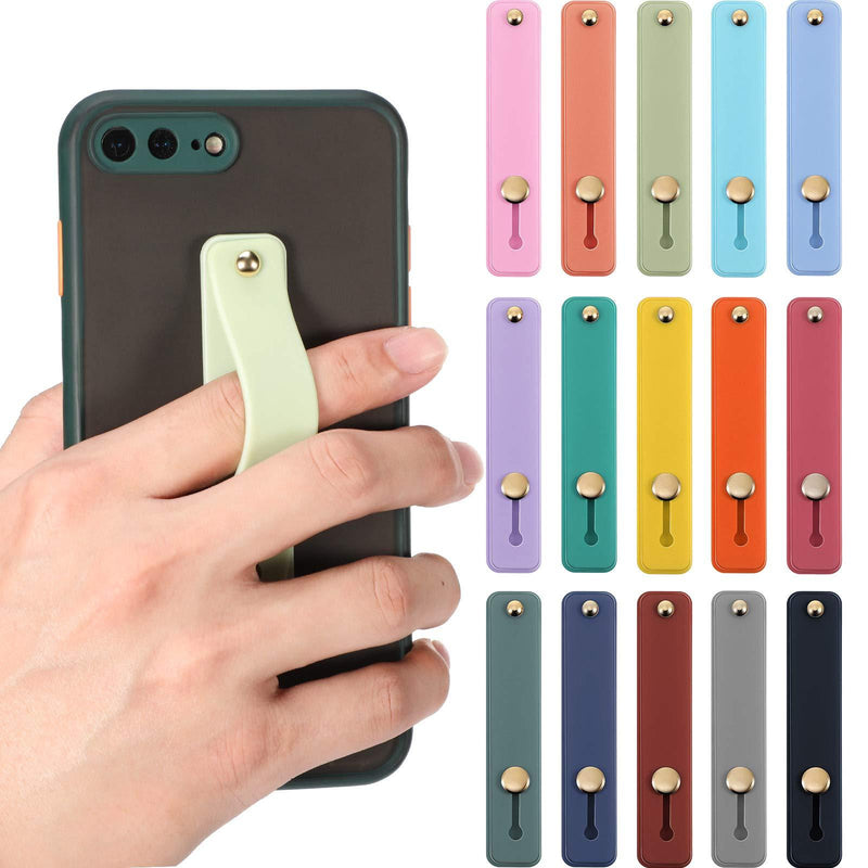 15 Pieces Phone Grip Holder Finger Strap Phone Holder Assorted Colors Cell Phone Grip Silicone Stretch Phone Grips Band for Most Mobile Phones