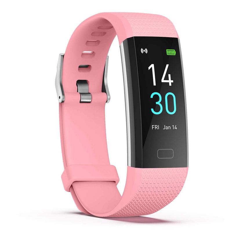 ENGERWALL Fitness Tracker with Step Counter /Calories /Stopwatch, Activity Tracker with Heart Rate Monitor, IP68, Health Tracker with Sleep Tracker, Smartwatch, Pedometer Watch for Women Men Kids Pink