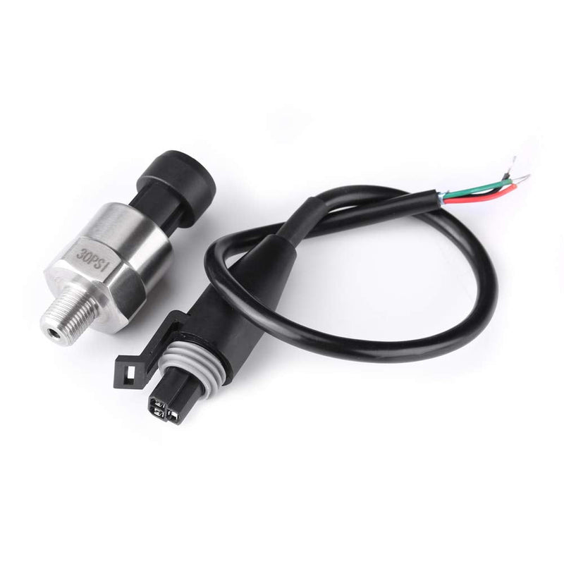 1/8" NPT Thread Stainless Steel Pressure Sensor, Fuel Pressure Sending, High Temperature 30 Psi Pressure Transducer for Oil Fuel Air Water(30PSI) 30PSI