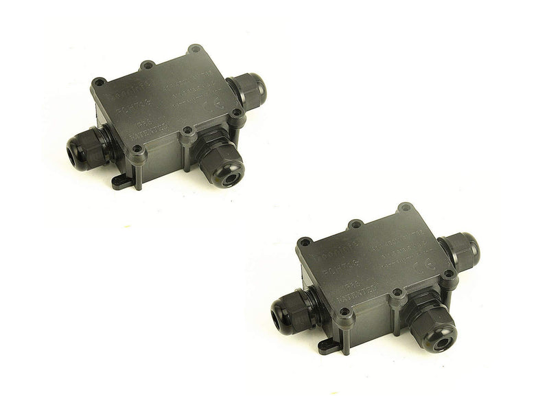 Waterproof Junction Box ,Outdoor Junction Box, Waterproof Electrical Junction Box, IP68, 3 Way M20 coaxial Cable Connector Wire Range from 4 to 12mm, Black (3 Way, 2 pcs) 3 way, 2 pcs