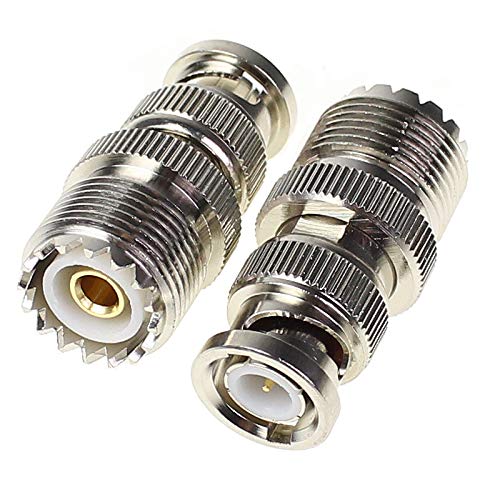 BNC Male to UHF Female PL259 Female to BNC Male SO-239 RF Coaxial Coax Adapter 2Pcs