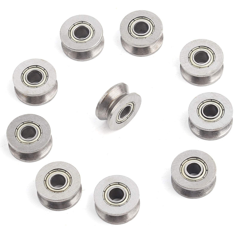 Stainless V Groove Bearing, Grooved Bearing Precision, Mini Dobble Pulley Wheels, Rollerball Bearings Guide Pulley Bearing, for Rail Track Linear Motion System 4x13x6mm, 10pcs, V624ZZ