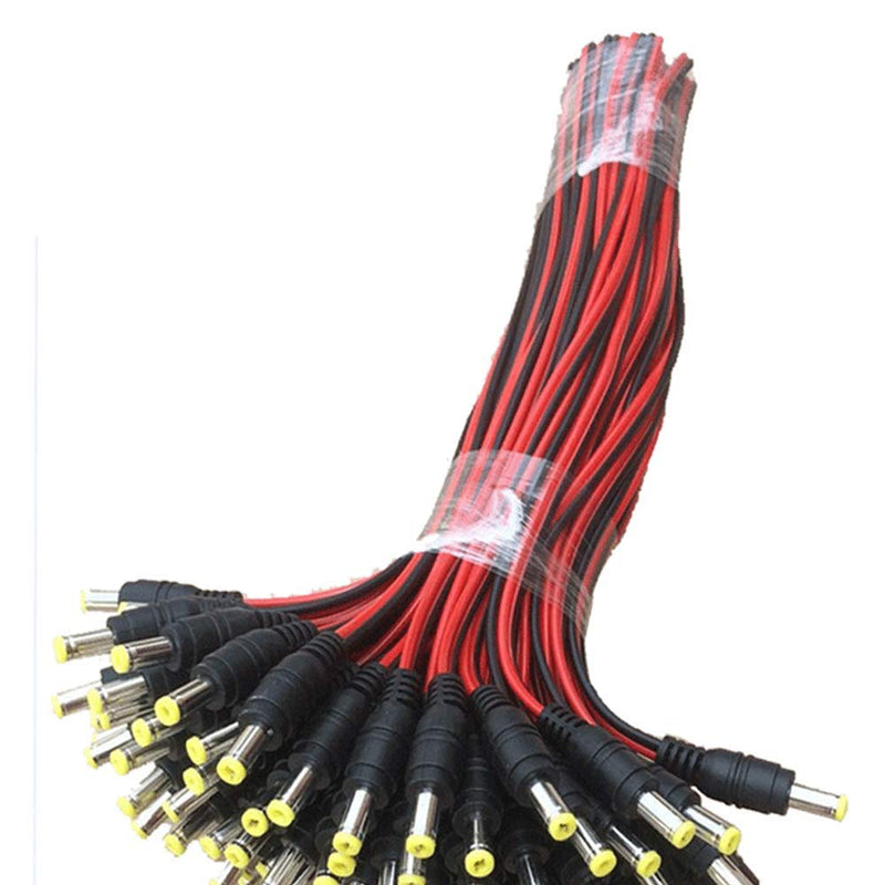 Henxlco 100pcs 12V DC Power Pigtail Male 2.1mm Cable Plug Wire for Power Supply Box CCTV Surveillance Security Camera
