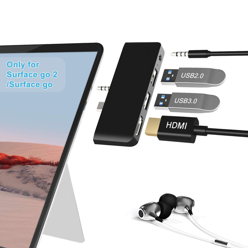 Cateck Surface Go Docking Station, 4 in 1 Surface Go 2 USB C Adapter with HDMI Support 4K, USB 3.0/2.0 Port Hub, 3.5mm Audio/Headphone Jack, Portable Adapter for Surface Go/Go 2 Accessories