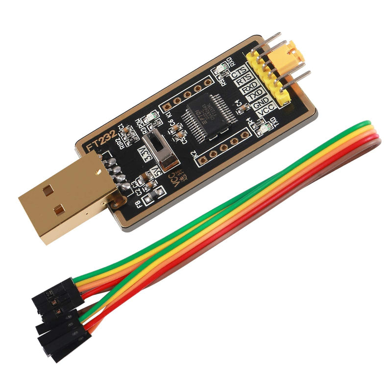 FT232RL USB to TTL Adapter for Development Projects, USB to Serial Converter Module with Genuine FTDI USB UART Compatible with Windows 7/8/10/XP,Linux, Mac OS