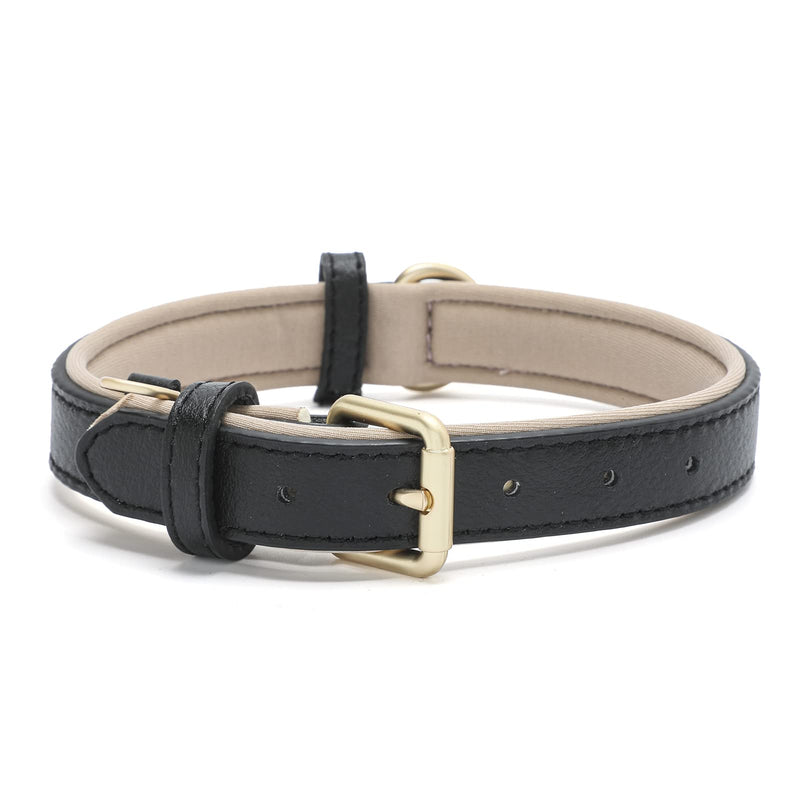 Tanpie Genuine Leather Dog Collar for Large Medium Small Dogs Classic Soft Breathable Waterproof Collars Black Extra Small Extra Small(Pack of 1)