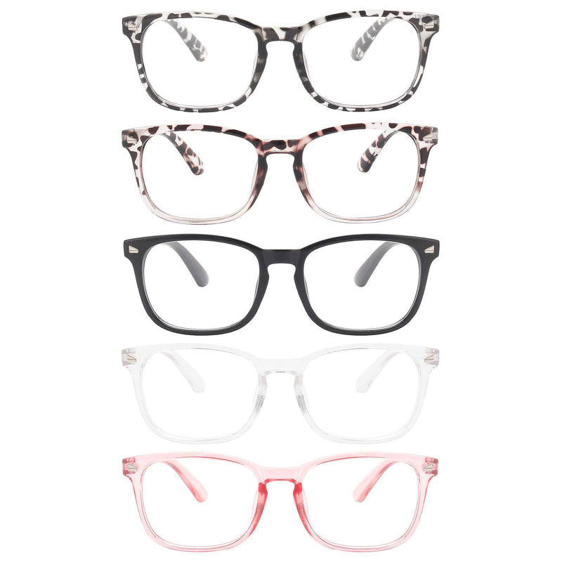 MIGSIR 5 Pack Blue Light Blocking Glasses, Fashion Computer Glasses for Women/men, Anti Glare, UV400, Eye Strain C1 5 Pairs Mix