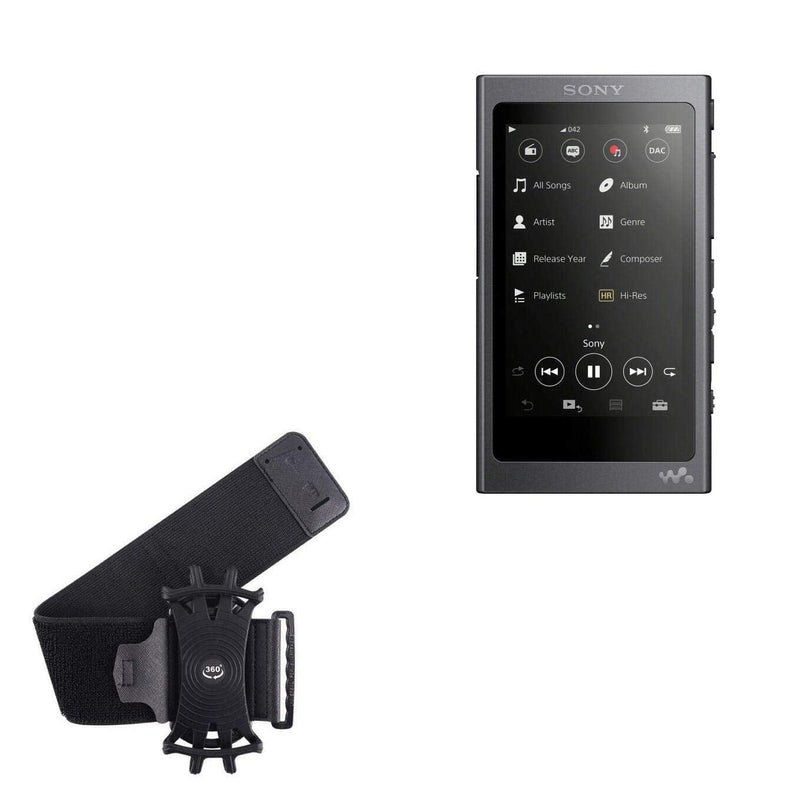 Holster for Sony NW-A40 Walkman (Holster by BoxWave) - ActiveStretch Sport Armband, Adjustable Armband for Workout and Running for Sony NW-A40 Walkman - Jet Black
