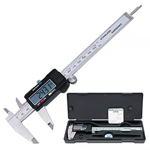Simhevn Electronic Digital Caliper,inch and mm Conversion,LCD Screen displays 0-6"Caliper Measuring Tool,Automatic Shutdown,Suitable for DIY/Jewelry Measurement (NEW150mm Black Stainless Steel) NEW 150mm Black Stainless steel