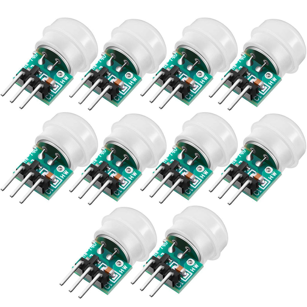 Weewooday 10 Pieces AM312 Mini Human Sensor Module IR Pyroelectric Infrared PIR Motion Sensor Detector Modules DC 2.7V to 12V, Working Temperature Minus 20 Degrees Celsius to 60 Degrees Celsius