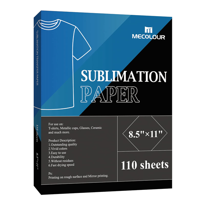 MECOLOUR Sublimation Paper 110 Sheets Heat Transfer Paper Compatible Any Inkjet Printer with Sublimation Ink for Mug, Light Fabric, T-shirt (8.5''X11'-120G) 8.5"X11"