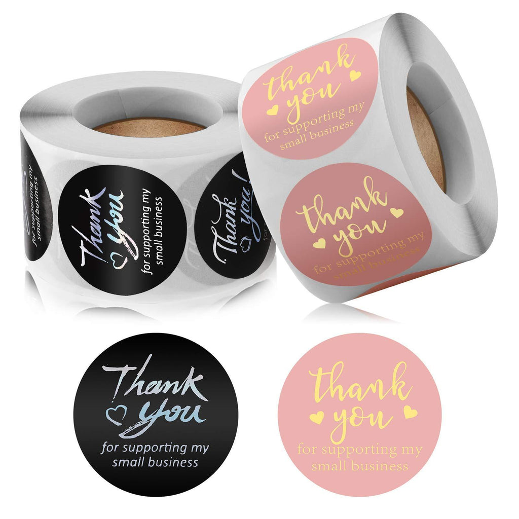 Thank You Stickers Roll Small Business 1.5 inch Thank You for Supporting My Small Business Stickers Label Small Business Supplies for Packaging Shipping Holographic & Pink 1.5inch