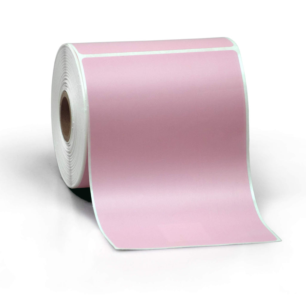 4" X 6" Direct Thermal Perforated Stickers Labels for Shipping Labels, Inventory, and Color Coding - Compatible with Zebra, Rollo, Godex and More (Pink, 1 Roll) Pink