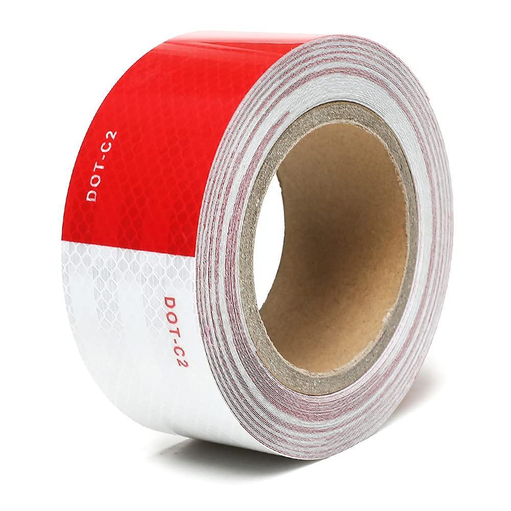 TYLife DOT-C2 Reflective Safety Tape,2 in x 50ft Waterproof Red and White Adhesive Reflector Tape, Conspicuity Tape,Reflective Stickers for Trailers, RV, Camper, Boat Trailers, RV, Camper, Boat 2 In x 50 Ft