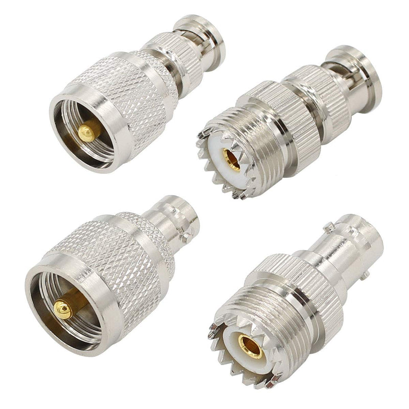 PL259 to BNC Adapter Male Female 4 Type RF Connector Kit Coax Coaxial BNC UHF Radio Adapter for Antennas Wireless LAN Device Radios