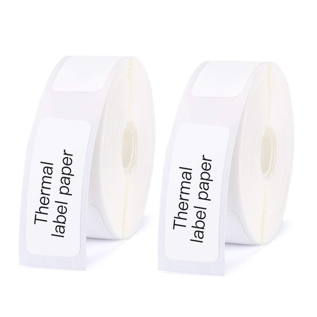 D11 Label Maker Tape Waterproof Tear Proof Label Print Paper Standard Laminated Office Labeling Tape for NiiMbot D11 Portable Label Maker Machine - 0.47"1.18"/210pcs - 2 Pack White