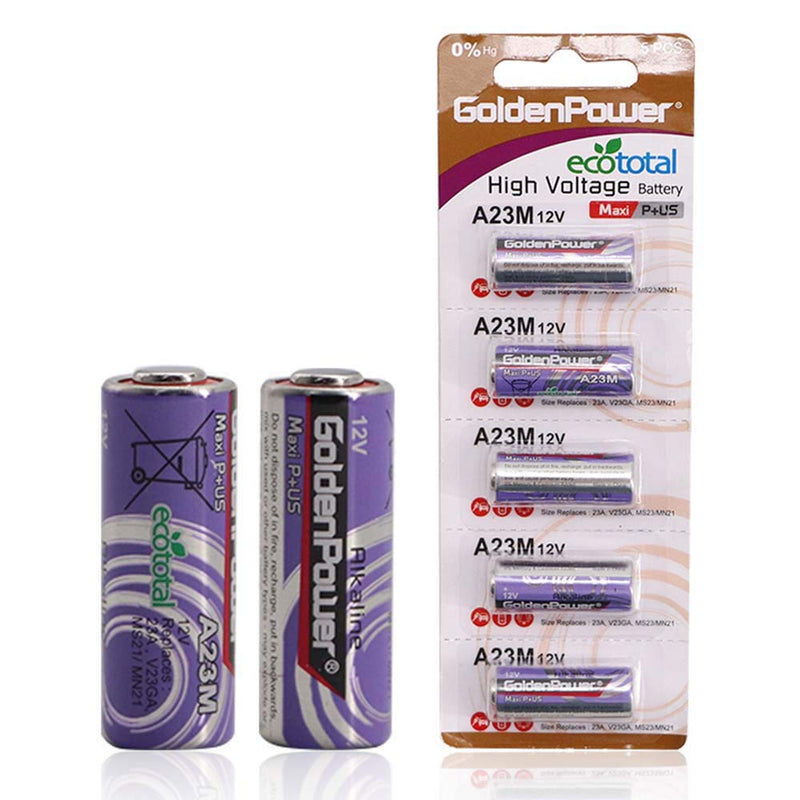 GoldenPower A23M 12V Alkaline Battery Maxi Plus Incredibly Safe Version Ecototal,5 Count (Pack of 1)