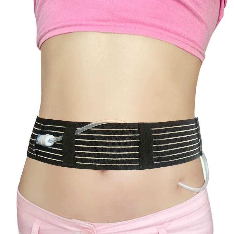 Peritoneal Dialysis Belt Breathable PD Catheter Belt Secure Peg Feeding Tube Holder Supplies for PD Dialysis Patient Men Women Large(35"-49") Black