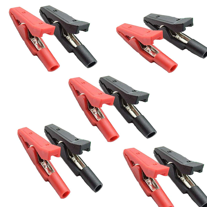 10Pcs 2mm Insulated Mini Test Alligator Clip With 2mm Female Banana Jack Red Black Insulated Safety Multimeter Test Leads Alligator Clips Plug Connectors