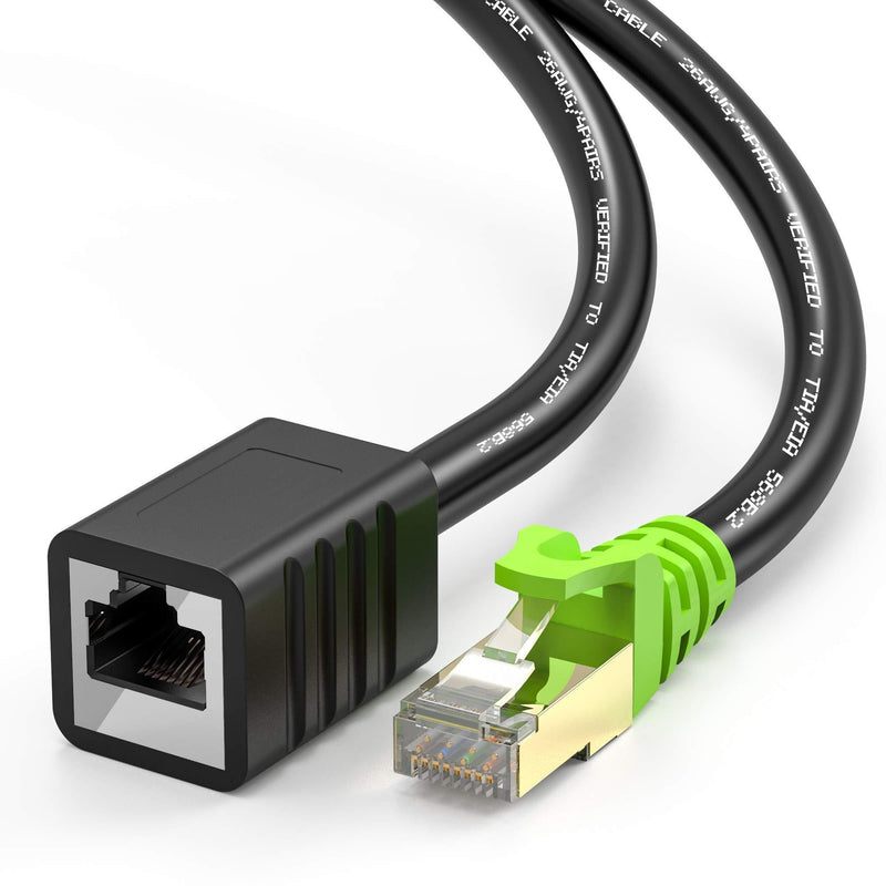 Ethernet Extension Cable 1.5ft,Weetcoocm Network Cat6a Extension Patch Cable RJ45 Cords Shielded Male to Female Connector (1.5FT)