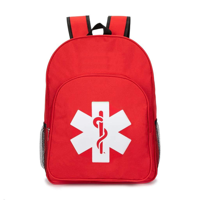 Jipemtra Red Emergency Bag First Aid Backpack Empty Medical First Aid Bag Treatment First Responder Trauma Bag for Preschool Child Care Center Field Trips Camping Daycare (Red 2) Red 2