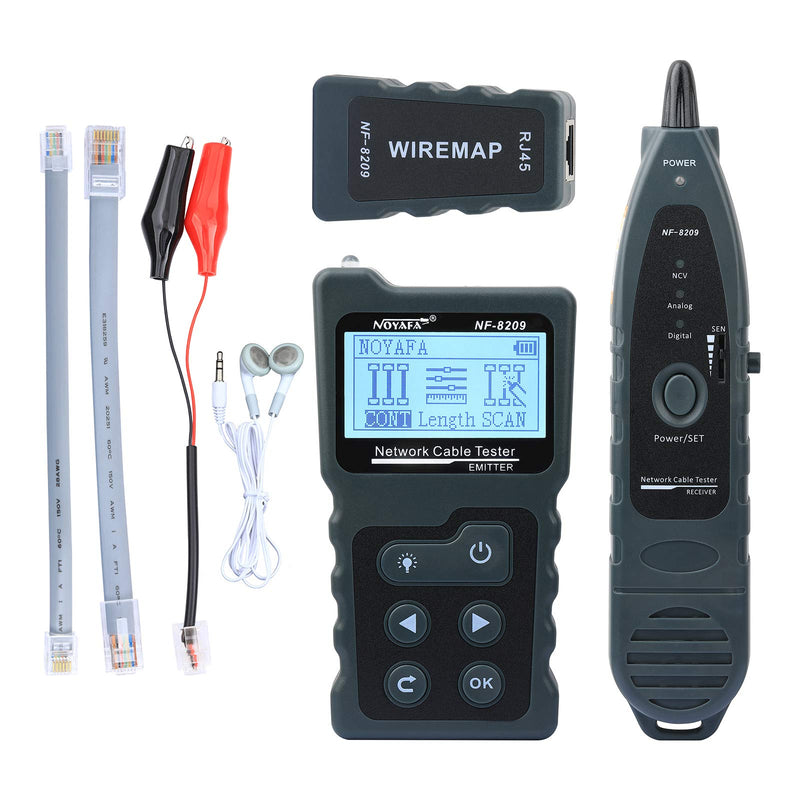 Cruiser NF-8209 Network Cable Tester with PoE Wire Tracker CAT5e CAT6 CAT6a Cable Length Measurement NCV Function Scan Cable Wiremap 4 in 1 Tester