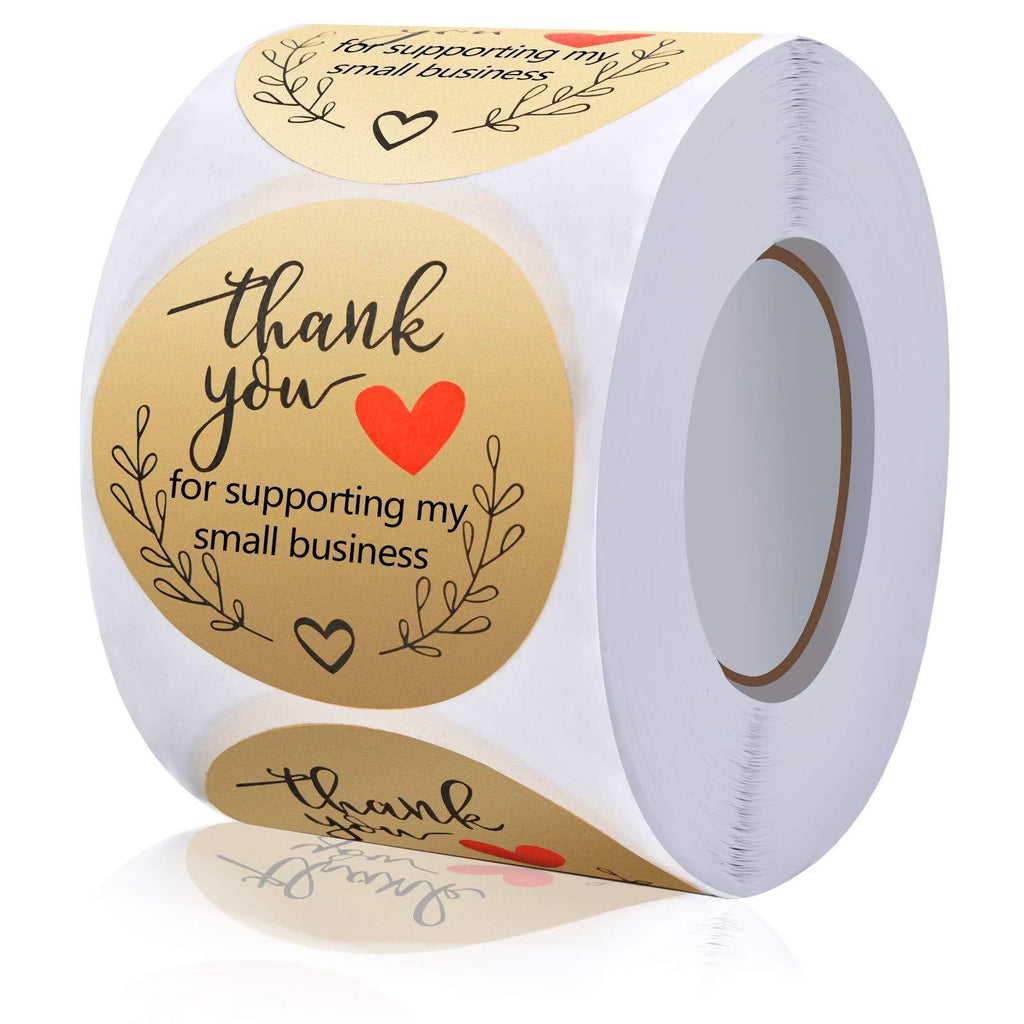 Thank You for Supporting My Small Business Stickers for Bags, Boxes, Envelopes, Ideal for Crafters & Online Sales, 500 Labels Per Roll (Gold) Gold