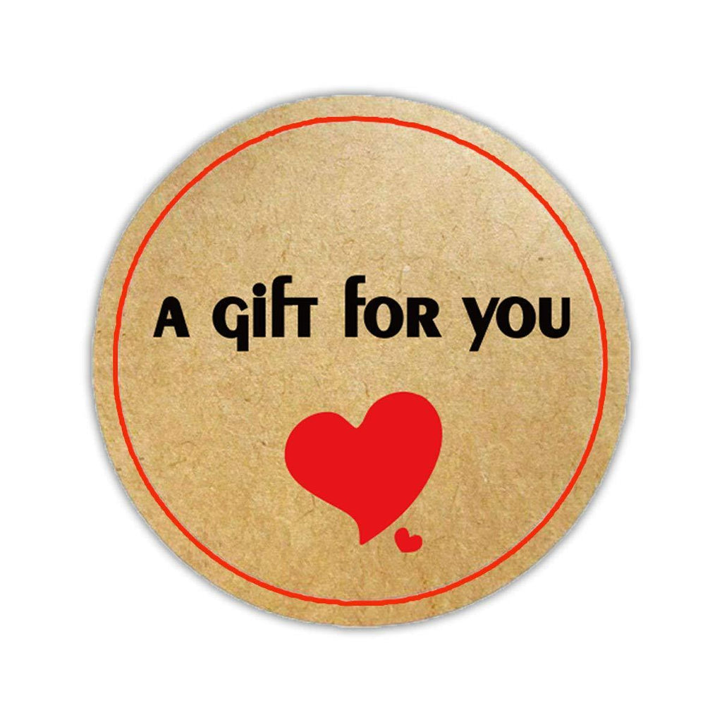 A Gift for You Stickers Labels ,1.5 Inch Round Natural Kraft Red Heart Gift Labels Thank You Adhesive Stickers（500 Pcs）