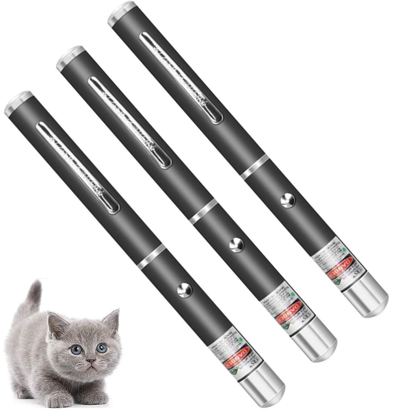 3 PCS Green Red Violet Long Range Laser Dot Clicker Toy Pen for Indoor Interactive Teaching, Outdoor Cat Toys Pointer, Puppy Kitten Lazer Toy, Bright Clicker for Dog Training Exercise