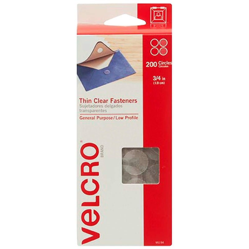 Velcro Tape, Combo Packs, Dots, 3/4", Clear, 200/Case