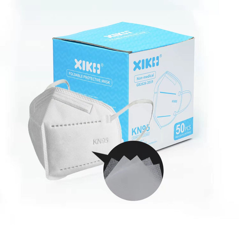 Sengtor XIKII KN95 Face Mask 50 pcs Personal Reusable Mask Respiratory Face Protection, Breathing Face Masks Individually Packaged, 5-Ply Face Mask with Elastic Ear Loop