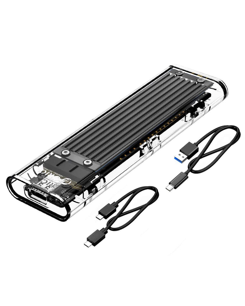 ORICO NVME M.2 to Type-C USB3.1 Gen2 10Gbps Transparent External Hard Drive Adapter Enclosure for 2280 2260 2242 2230 PCI-E M2 M-Key SSD, USB Type C Converter Case (TCM2-Black) Black