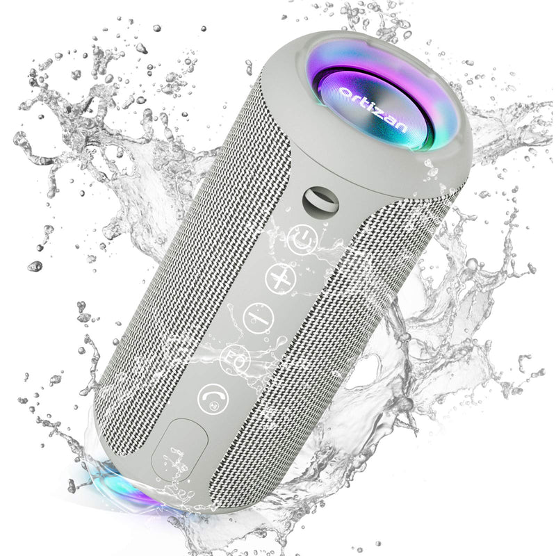 Ortizan Portable Bluetooth Speaker, IPX7 Waterproof Wireless Speaker with 24W Loud Stereo Sound, Outdoor Speakers with Bluetooth 5.0, 30H Playtime,66ft Bluetooth Range,TWS Pairing for Home Gray