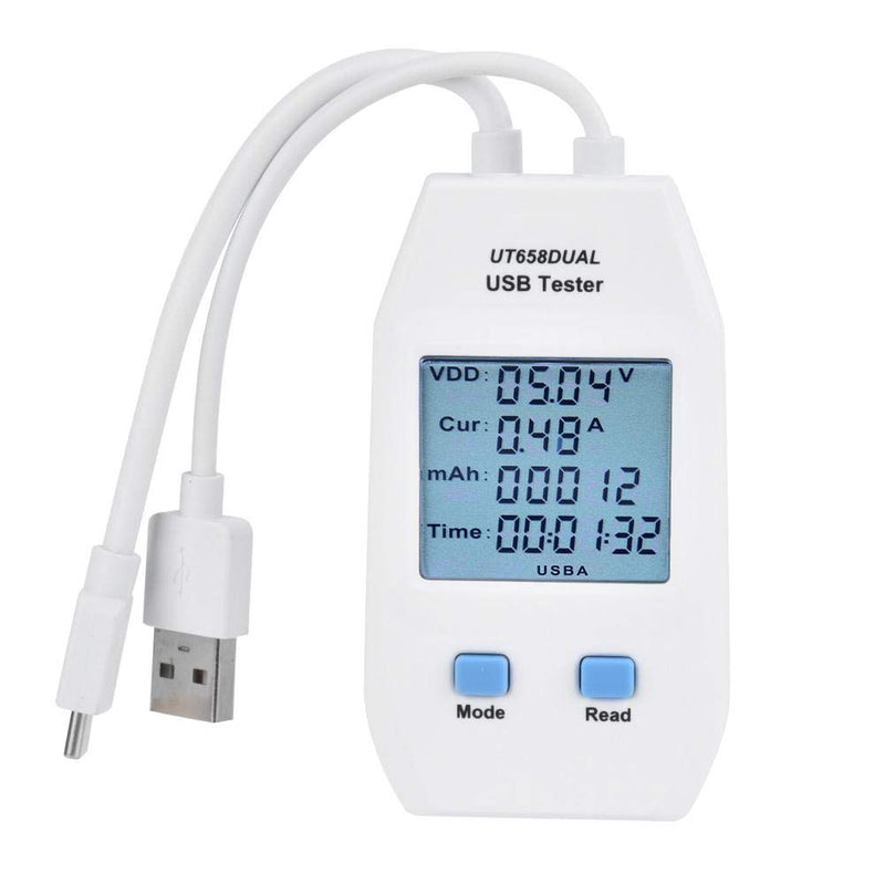 UNI-T LCD USB Tester Detector Voltmeter Ammeter Digital Power Capacity Tester Meter for Cable Measurement(UT658 Dual)