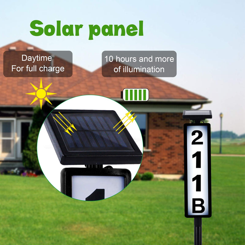 FORUP Solar Lighted House Address Numbers Sign, Solar Powered House Numbers Light, LED Illuminated Outdoor Address Plaque for Home Yard Garden House