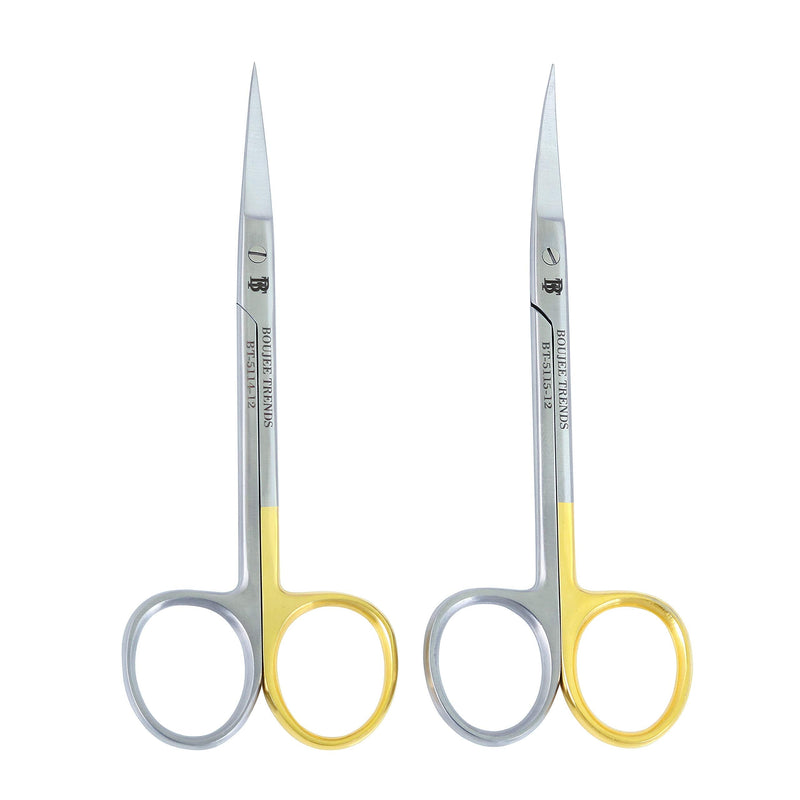 BOUJEE IRIS Scissor, Gum Scissors , Suture Scissors Eye/Dental Scissors Supercut one blade serrated Two pieces Stainless Steal Iris Scissors, Straight & Curved