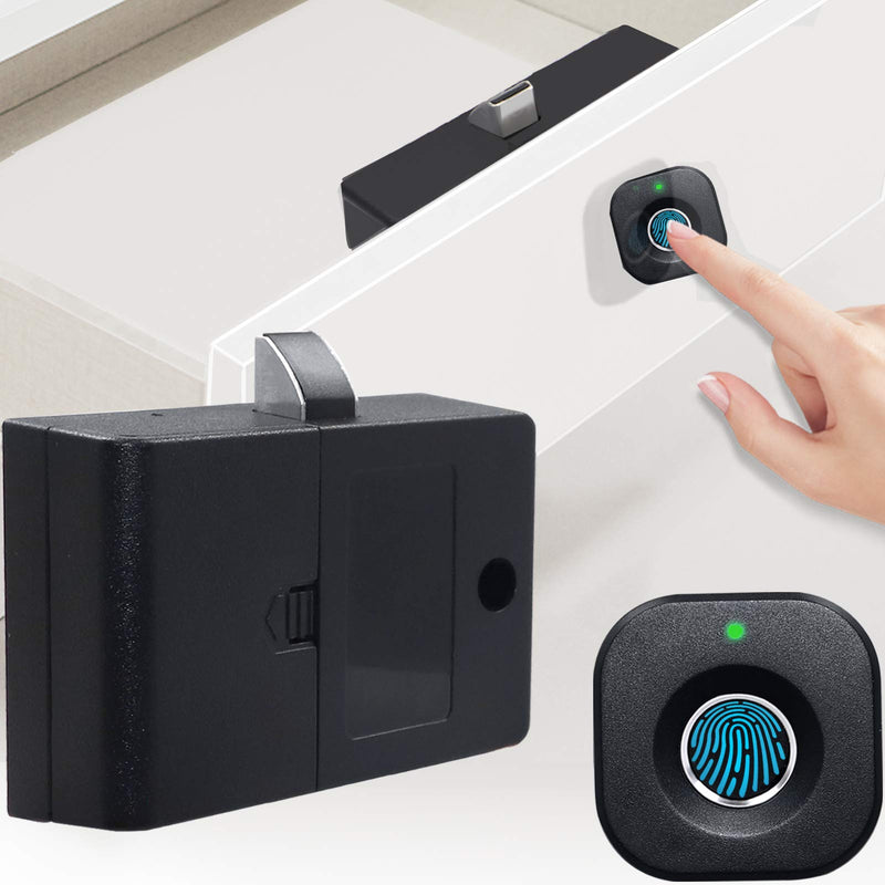 Fingerprint Cabinet Lock, Smart Biometric Cabinet Lock, Keyless Hidden File Drawer Wardrobe Lock, Child Safety Electric Fingerprint Lock, DIY Wooden Furniture Privacy Lock for Home Office Black
