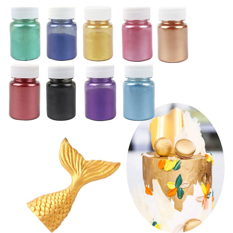 Luster Dust - Baking decoration powder Gold Powder for Cake Fondant - Chocolate Decoration Flash Glitter Powder Baking Color Dust 9PCS 001-mixcolor