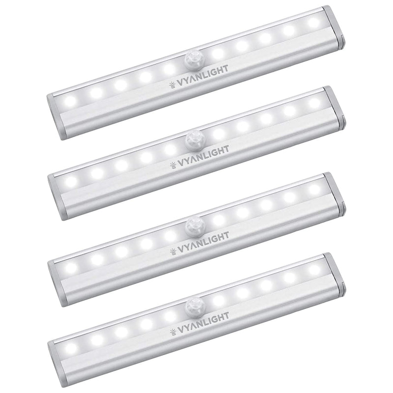 LED Closet Light Motion Activated, Under Cabinet Lights, Homelife Motion Sensor LED Lights, Stick-on Anywhere Battery Operated 10 LED Motion Sensor Night Light for Closet Hallway Stairway (4 Pack)